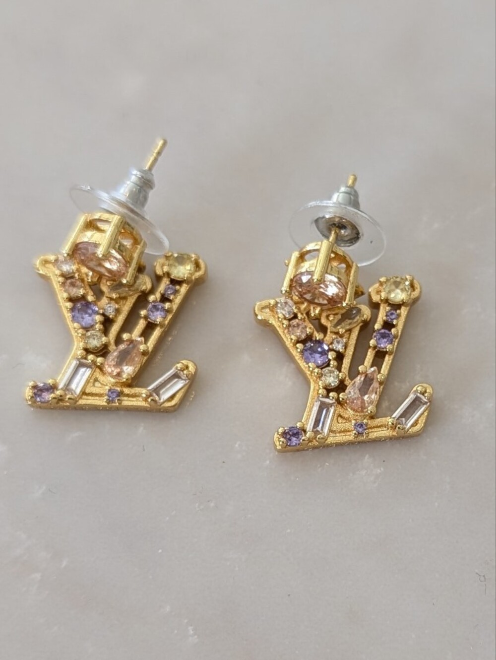 Louis Vuitton Gold LV Initial Stud Earrings
